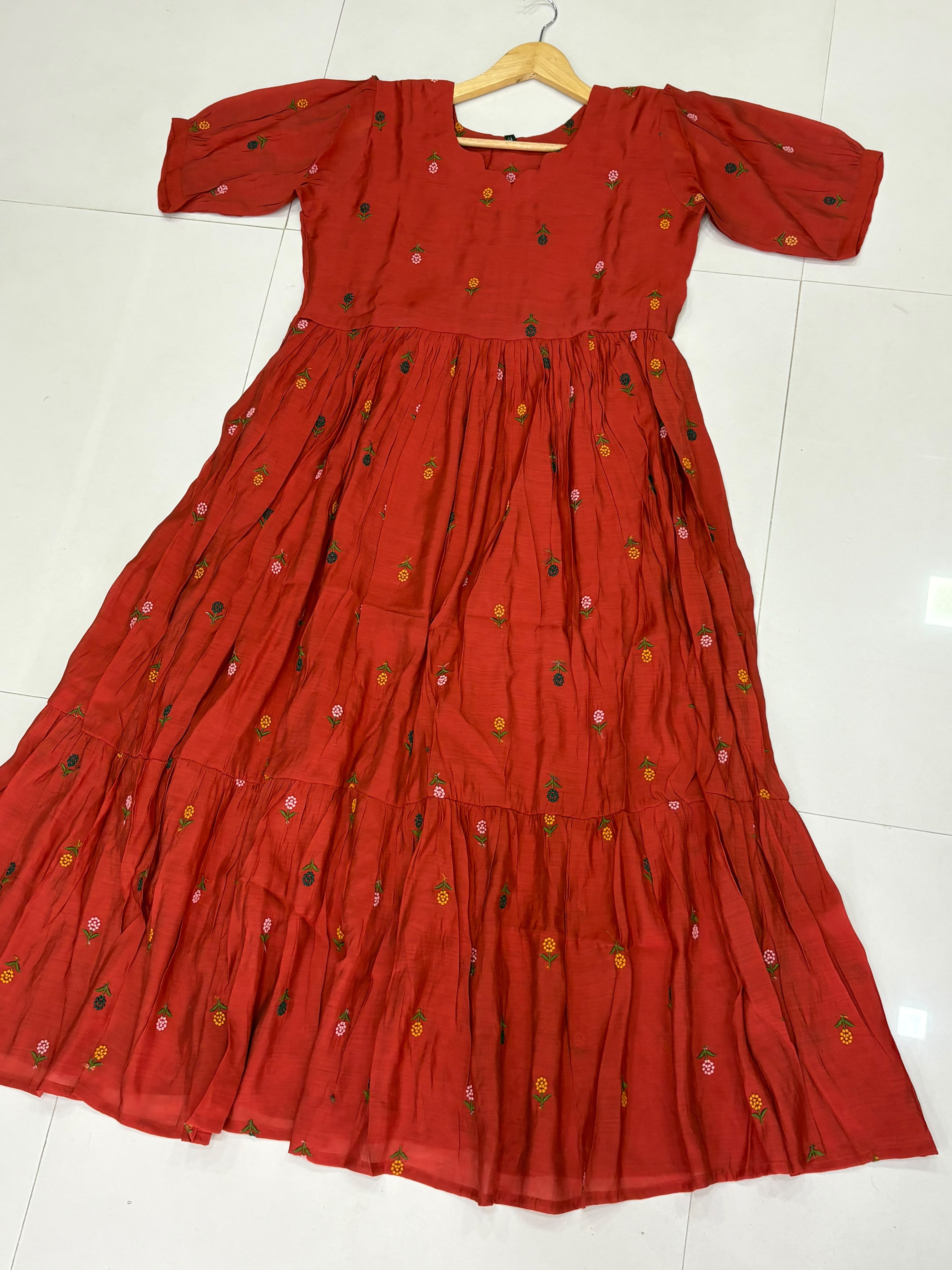 Fancy Mul Chanderi Embroidery Frocks