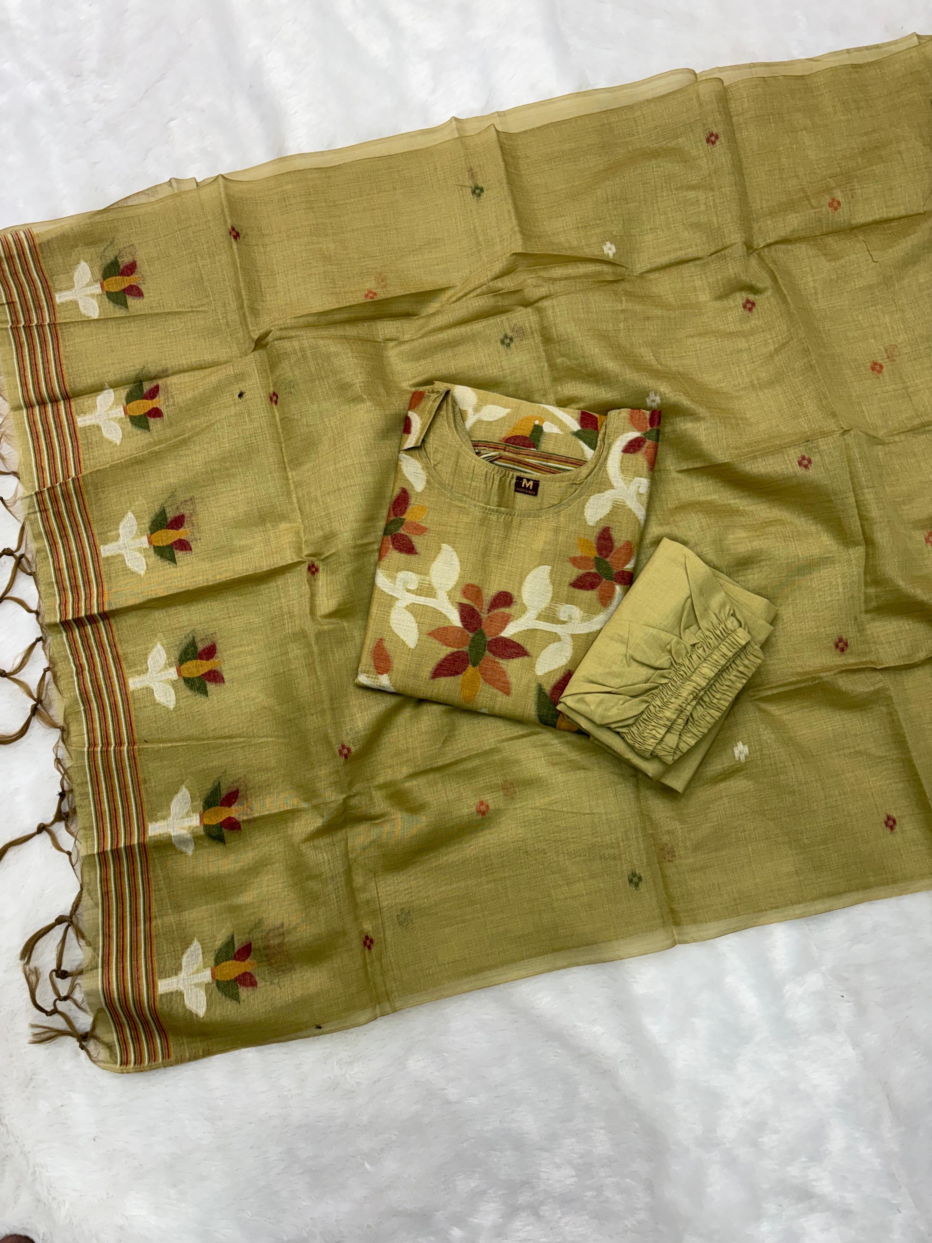 Cotton Jamdhani Kurti Sets