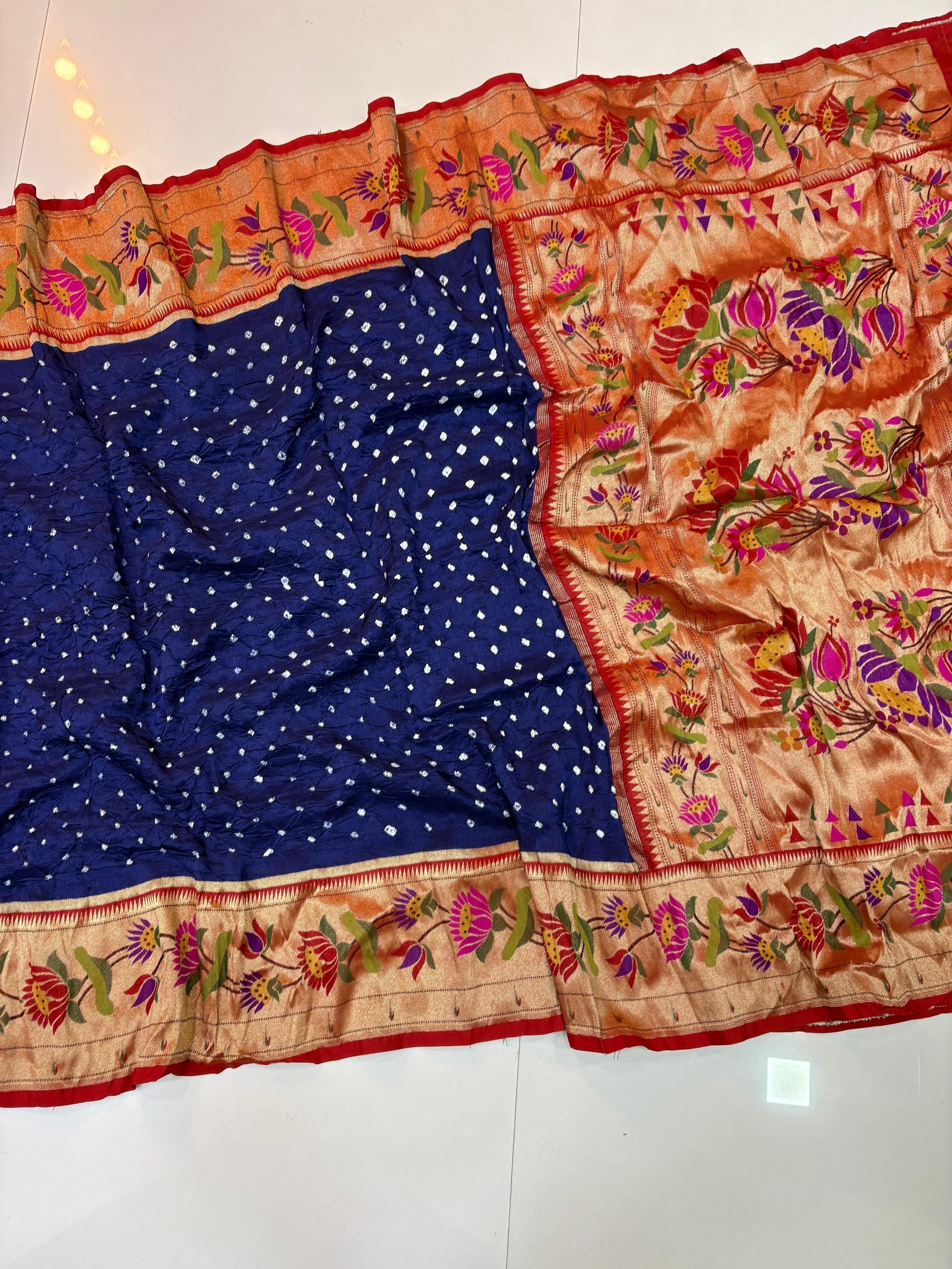 Midnight Blue Bandini paithani
