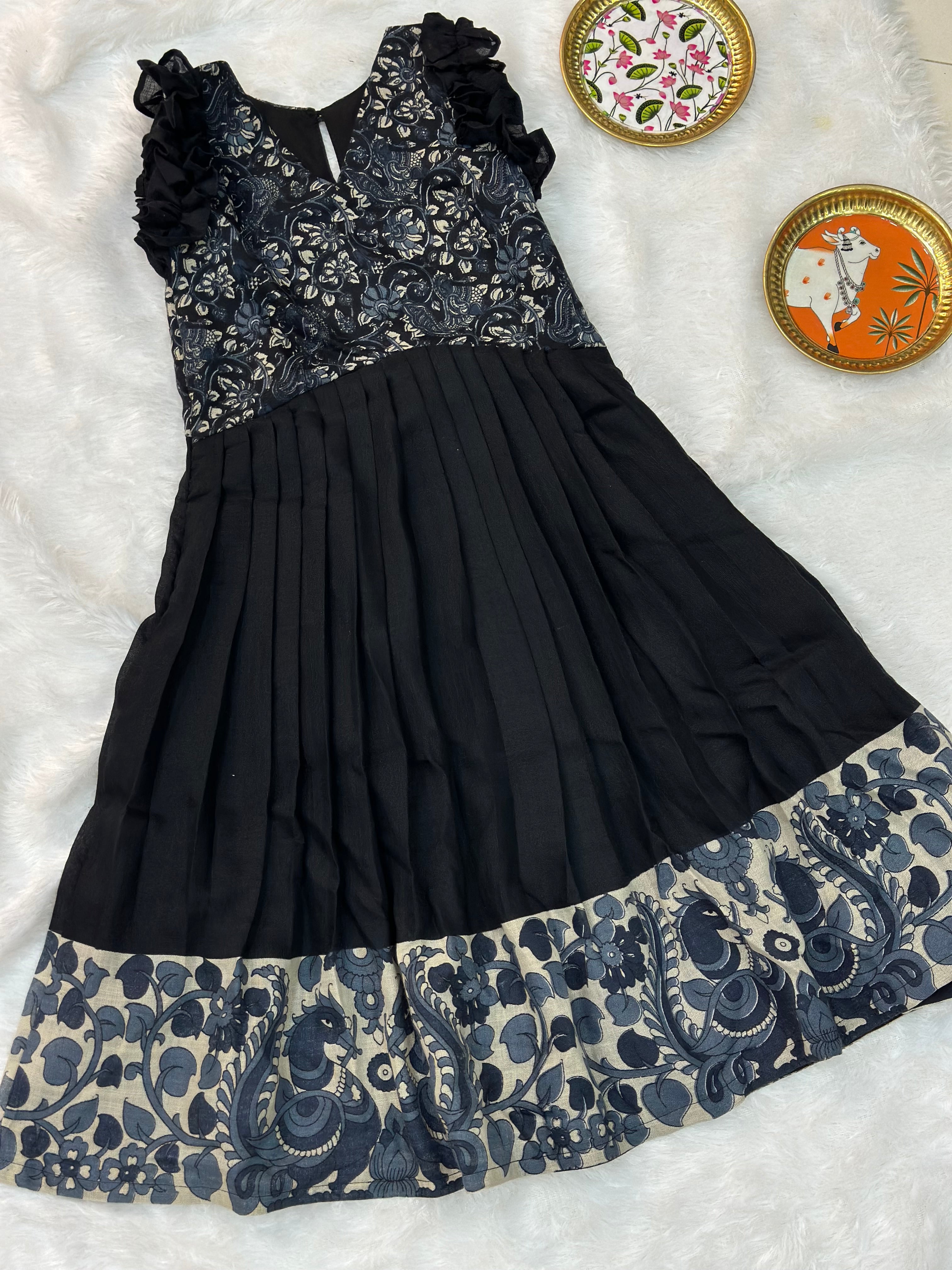 Black Kalamkari Kids Frock