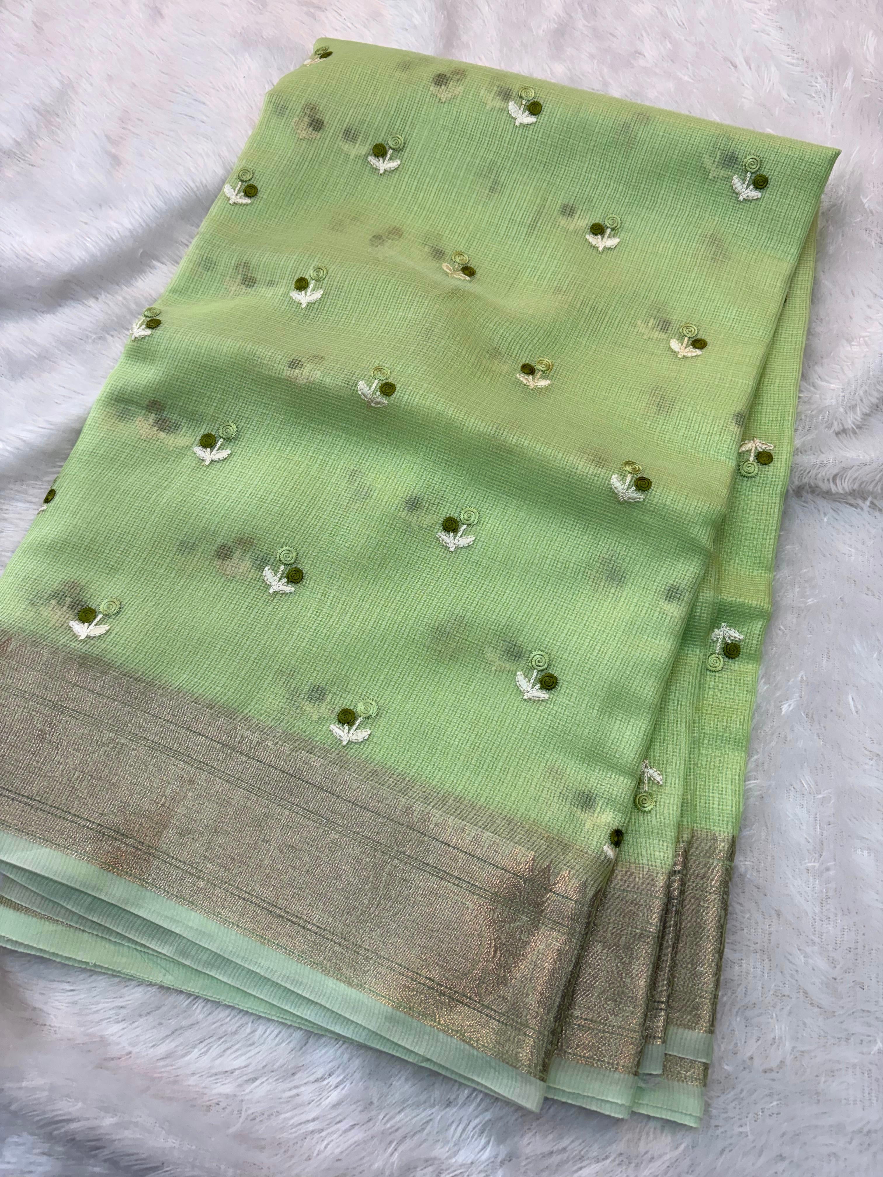Mint Green Kota Embroidery