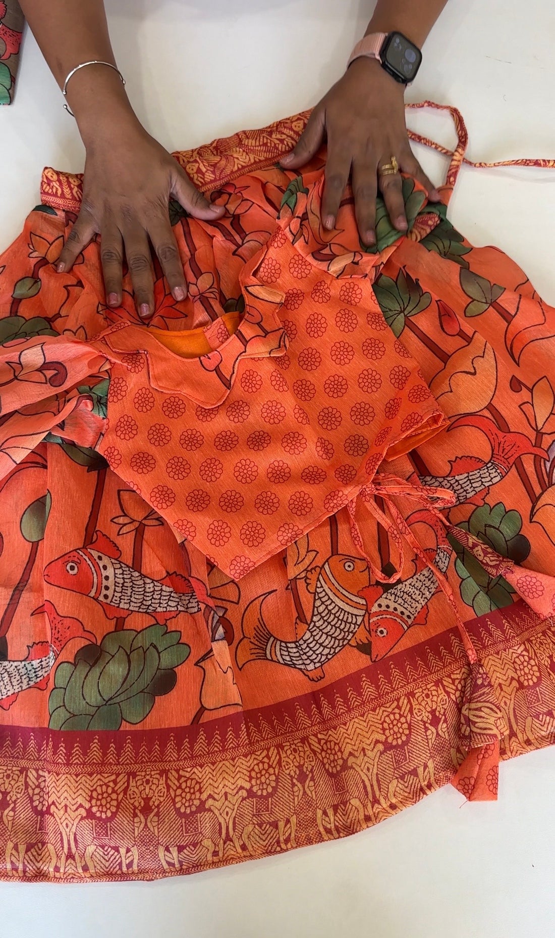 PenKalamkari Linen Kids Lehenga