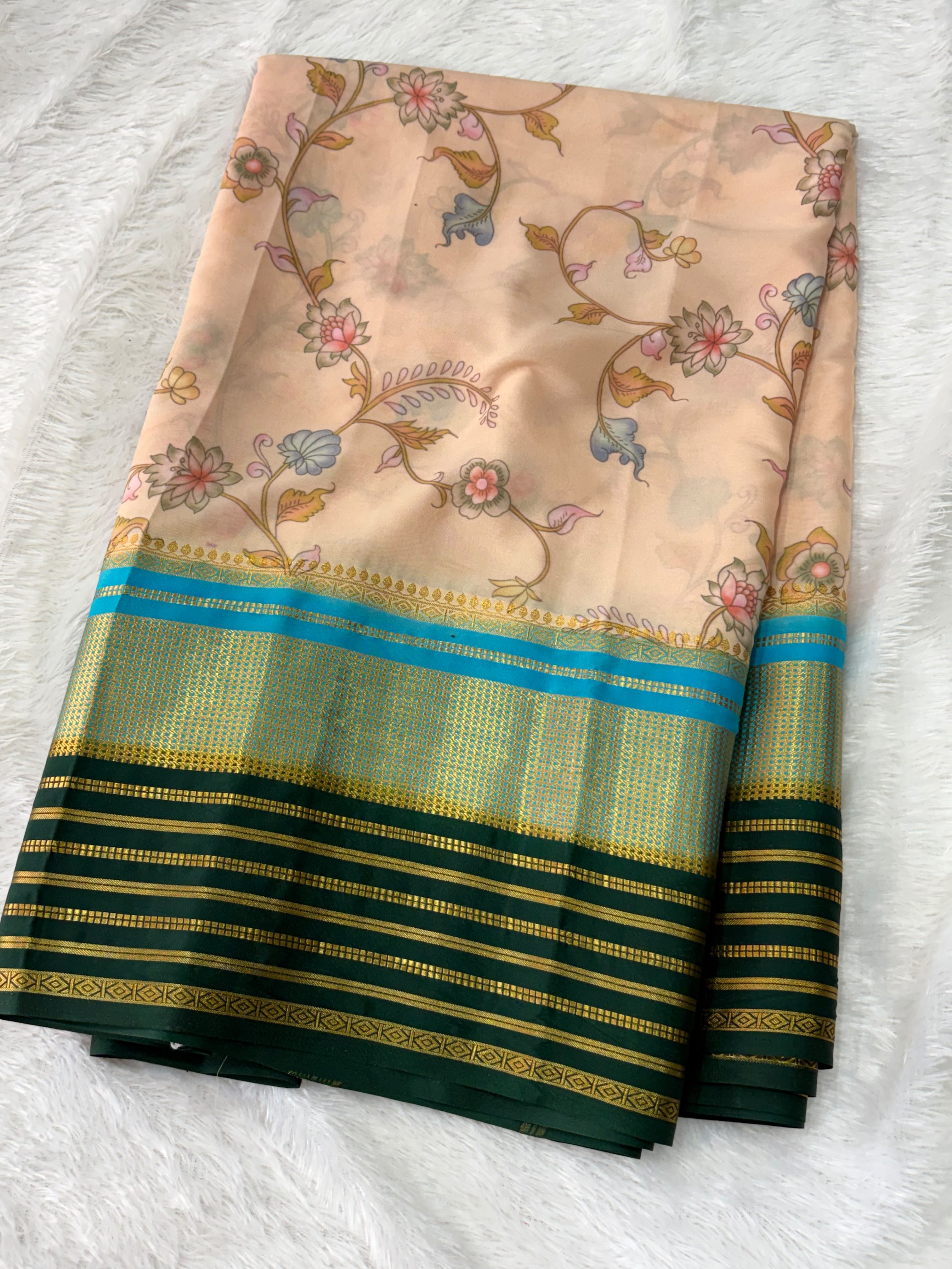 Fancy Mysore Crepe Gadwal Borders