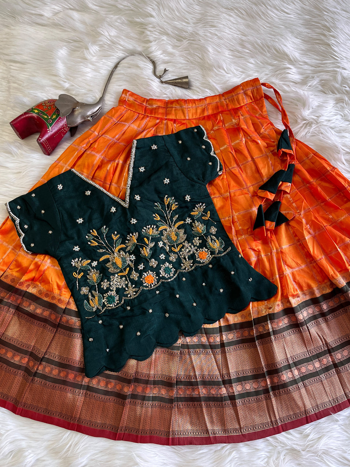 Bujji Varnam~ Maggam Work Kids Lehenga