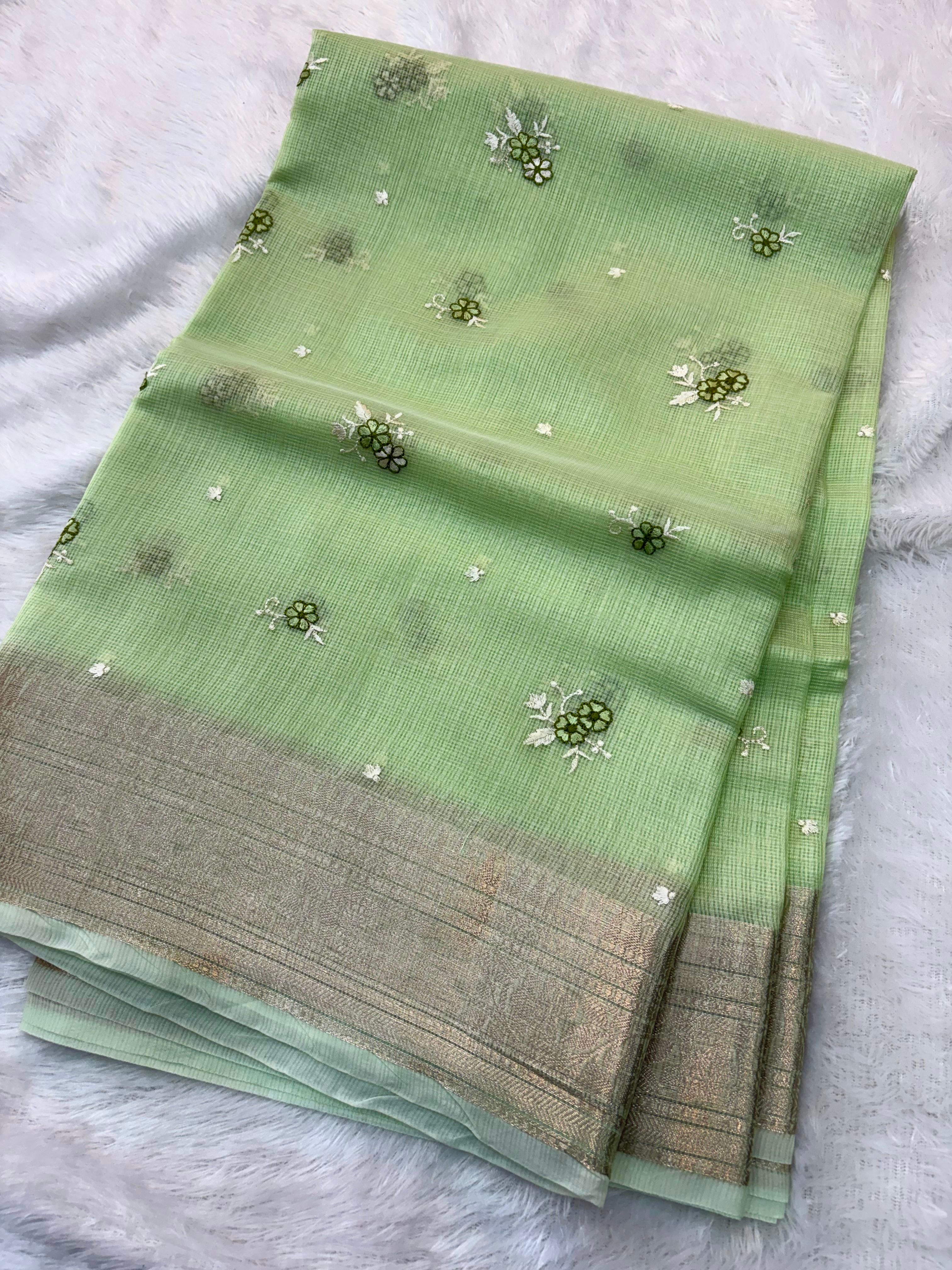 Mint Green Kota Embroidery