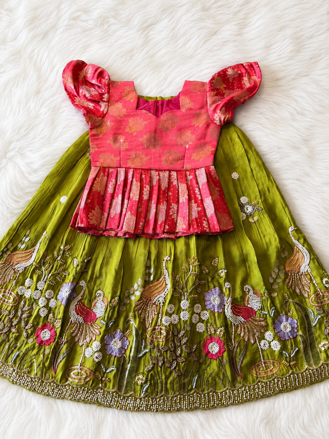 Maggam work Kids Lehenga