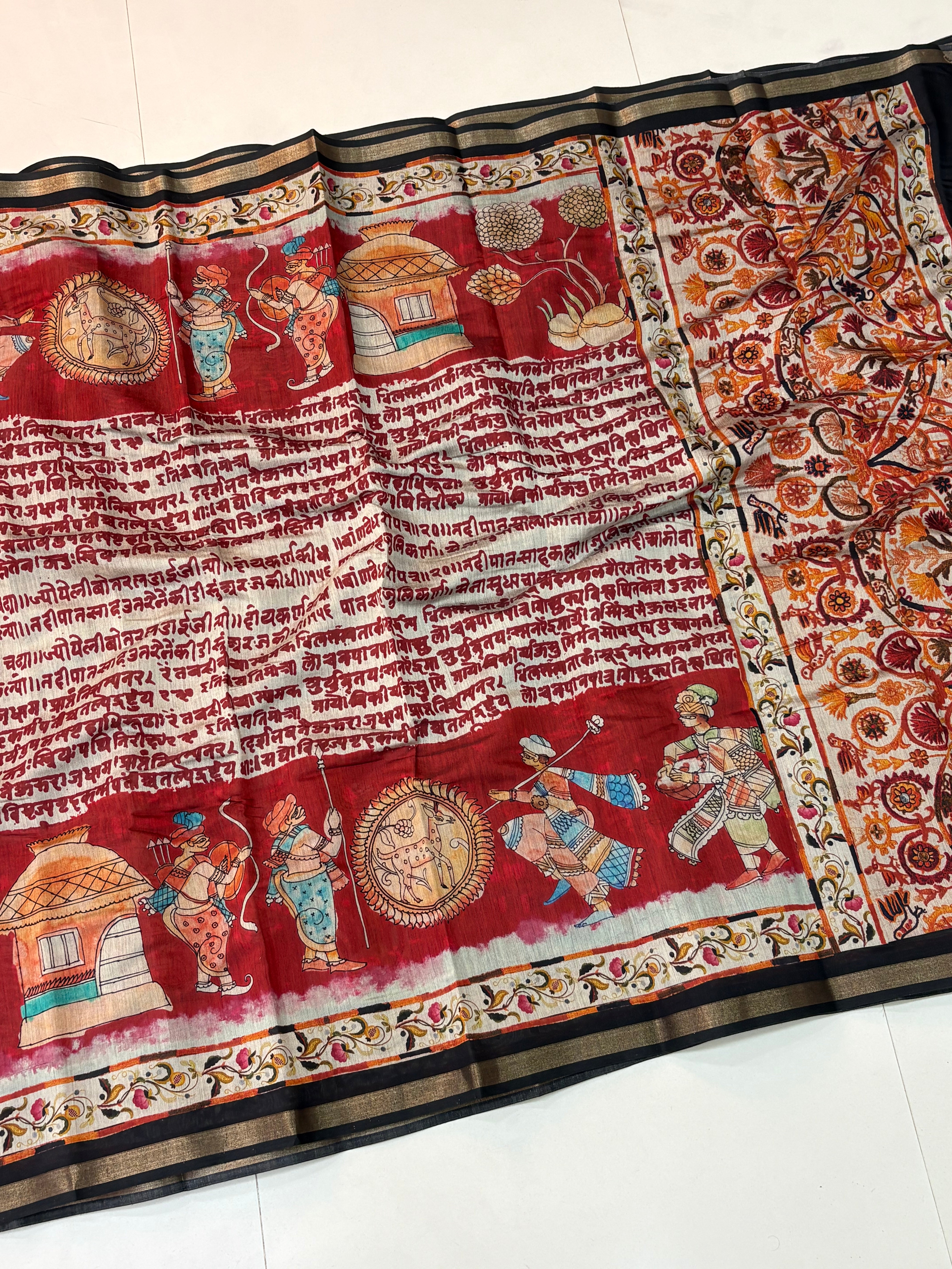 Fancy PenKalamkari Print Saree