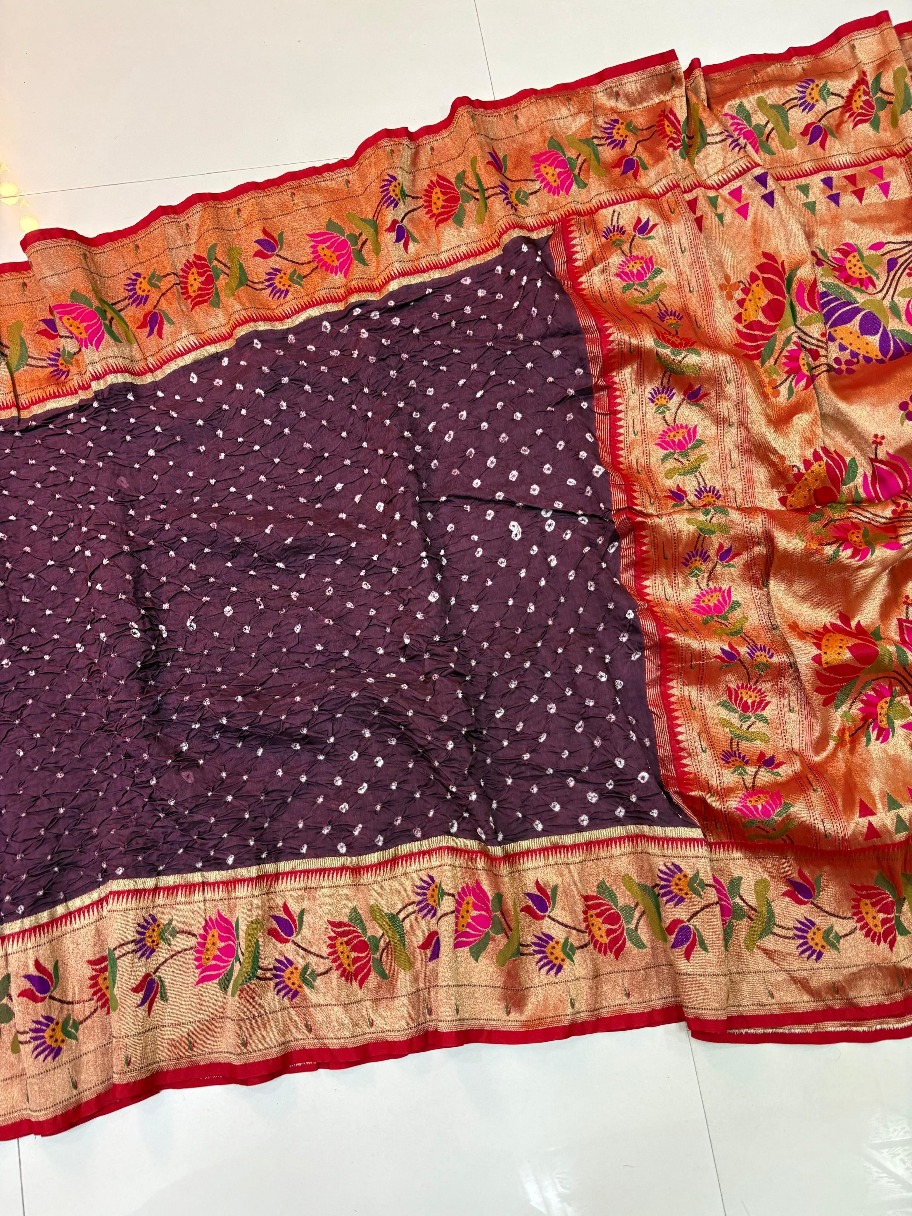 Wine purple Bandini paithani