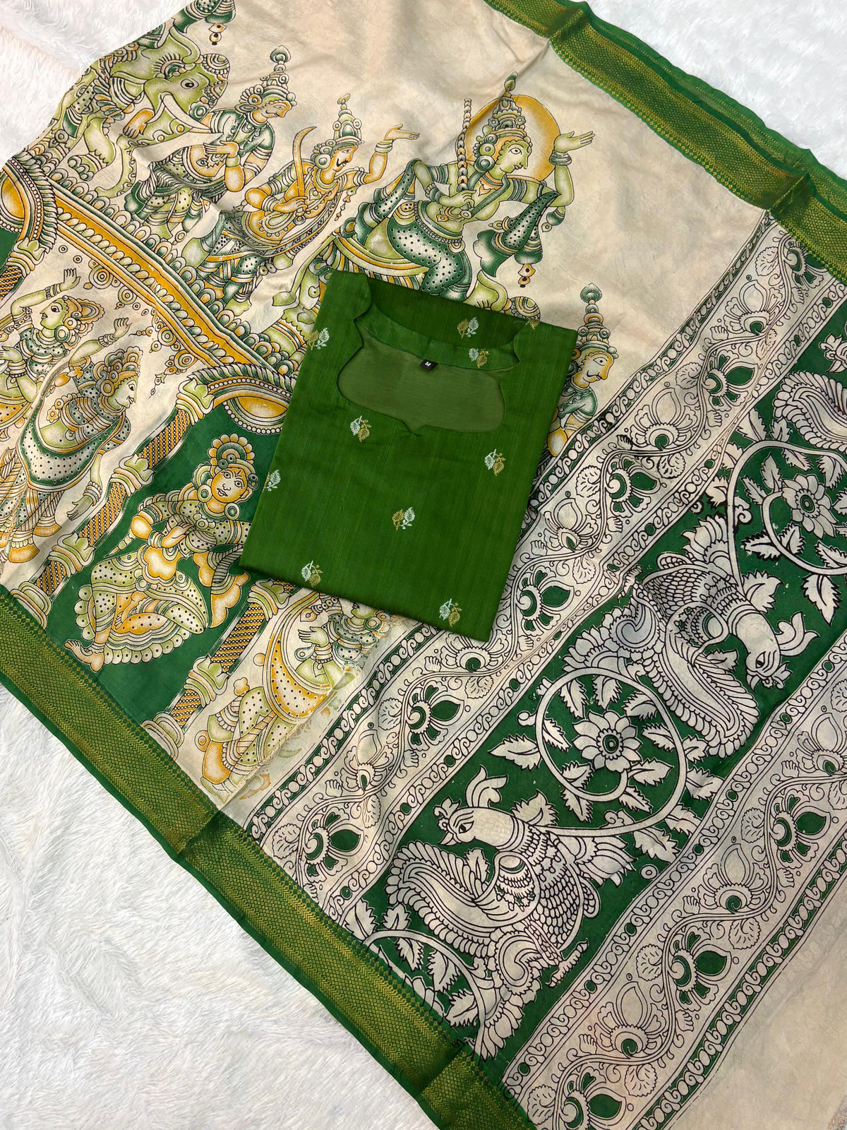 Raw Silk Top Kalamkari Dupatta