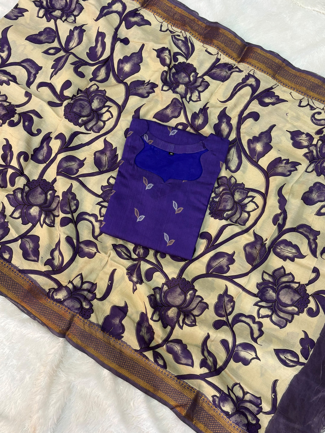 Raw Silk Top & Kalamkari Dupatta