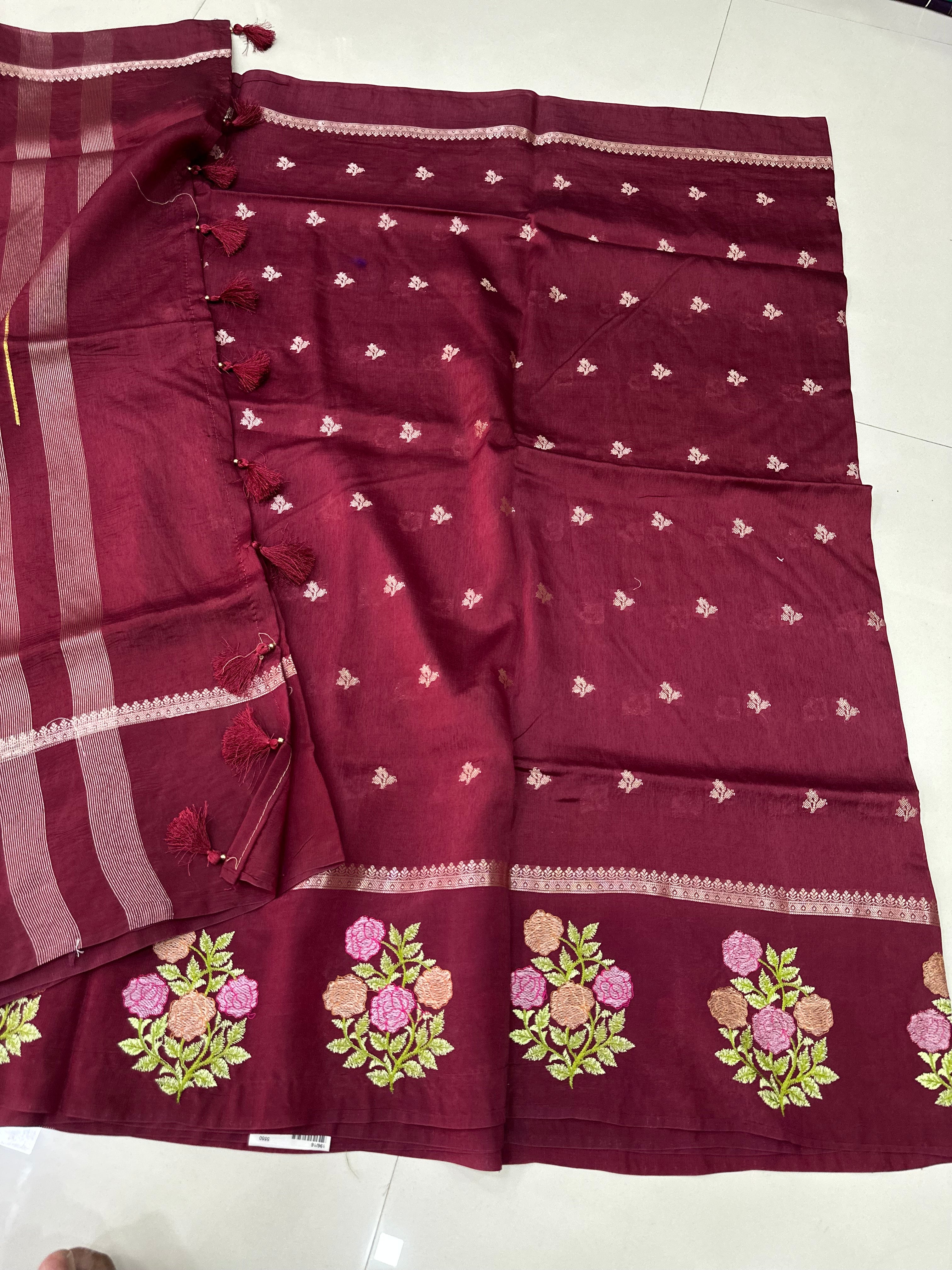 Green Mango Embriodery Sarees