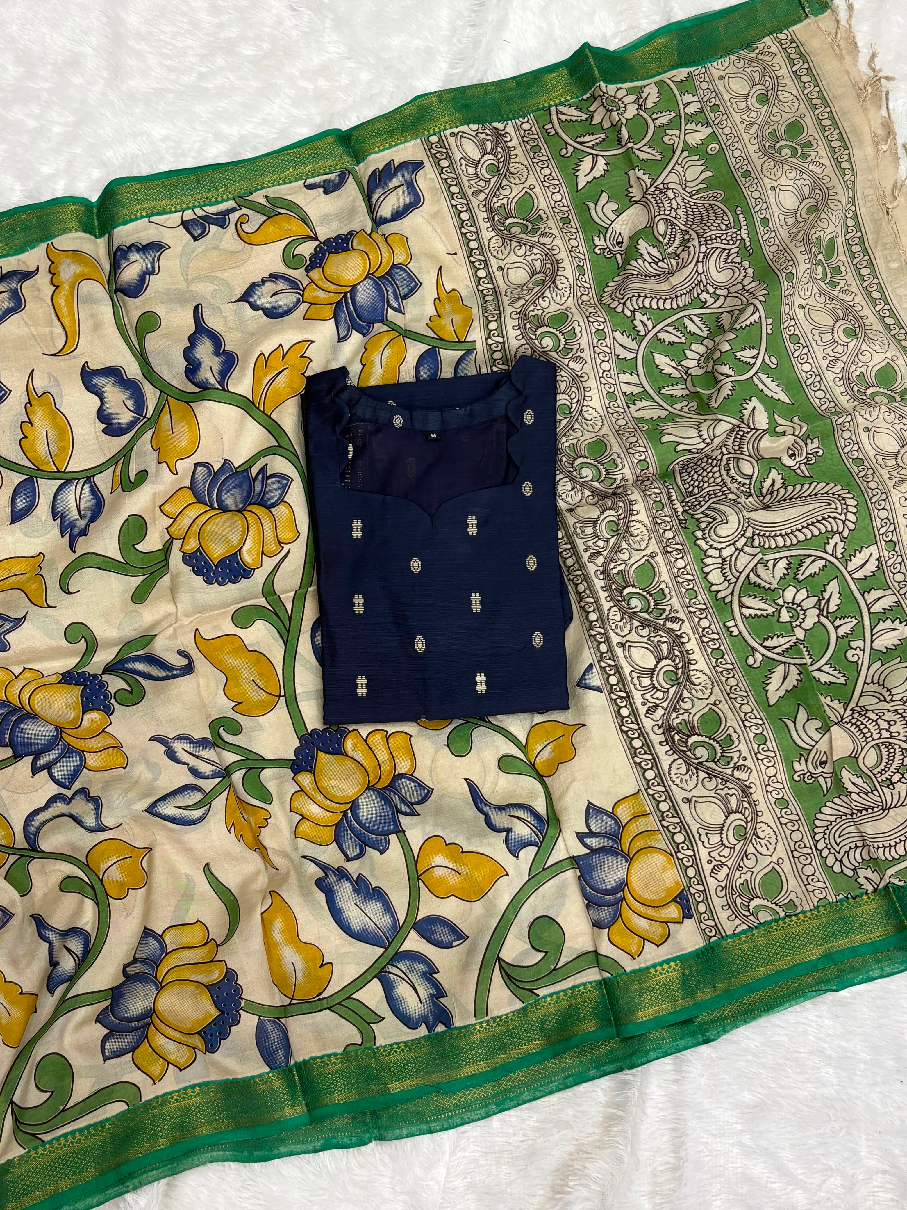 Raw Silk Top Kalamkari Dupatta
