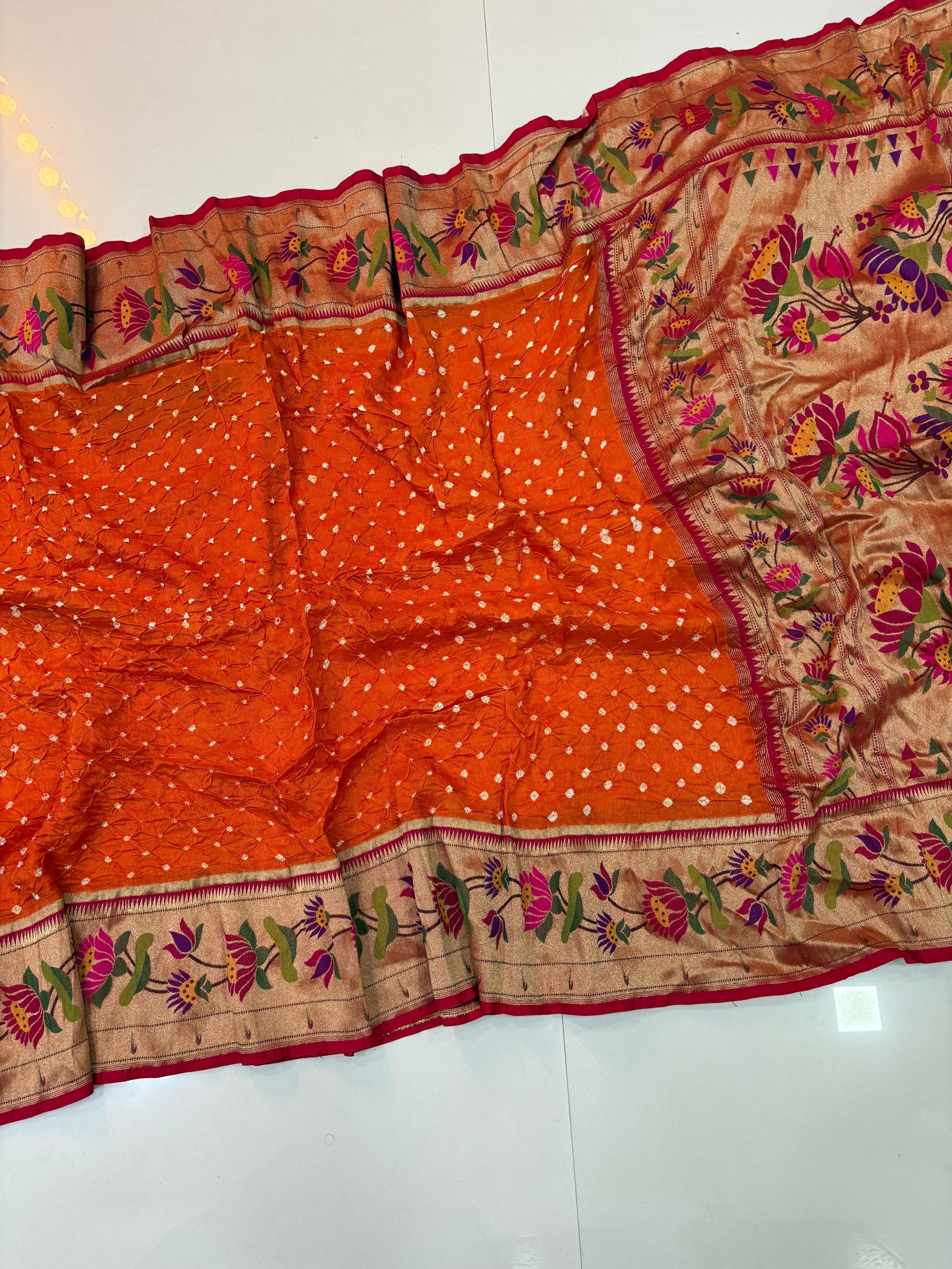 Orange Bandini Paithani