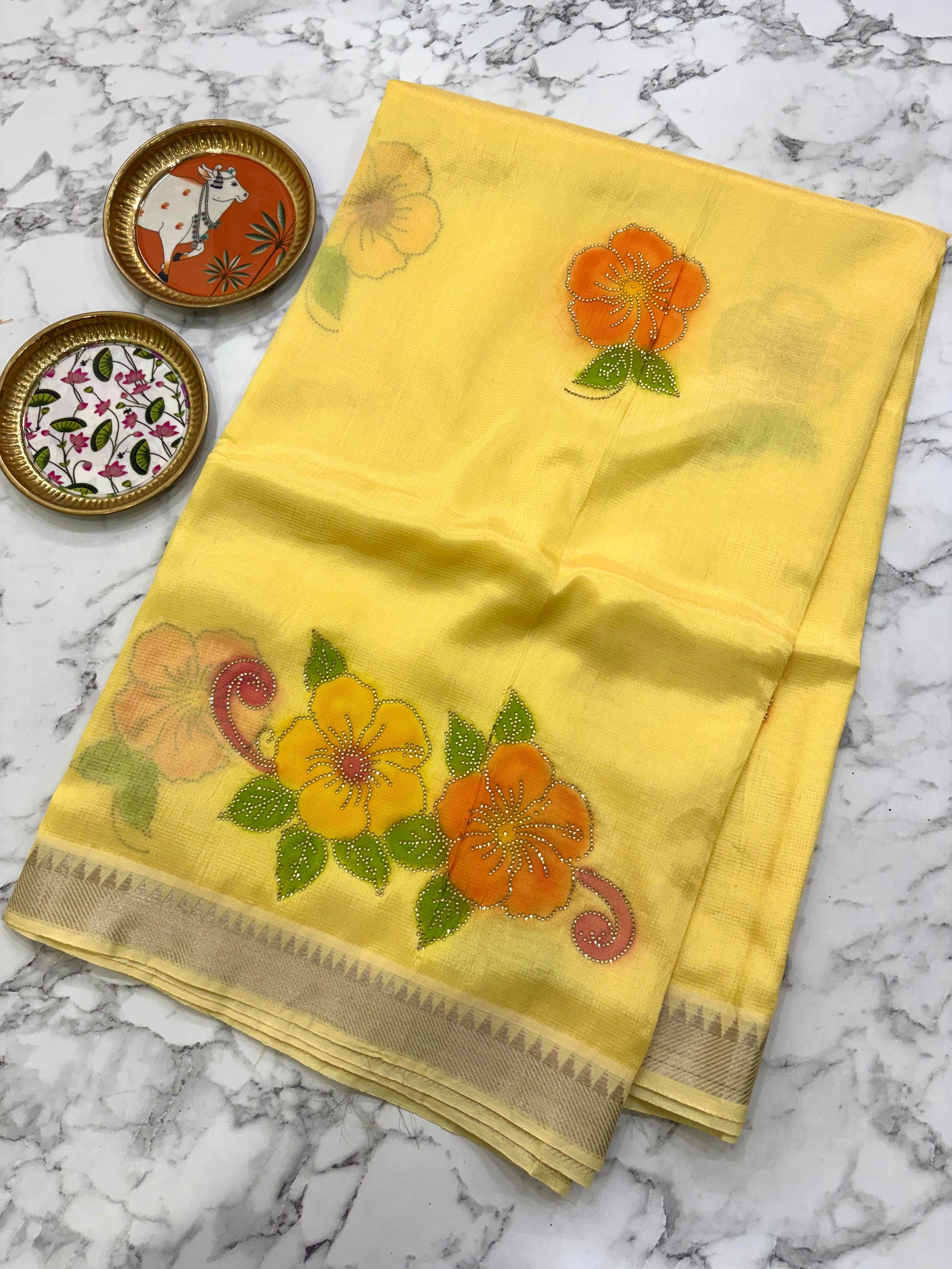 Yellow Brush Paint Mangalagiri Pattu