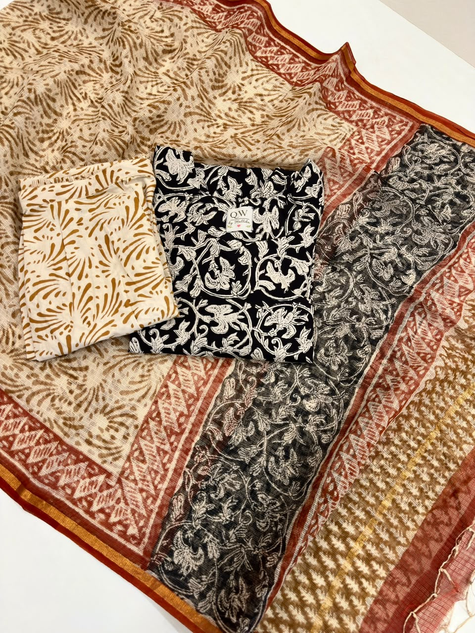 Bagru Cotton with Kota dupatta Kurti sets
