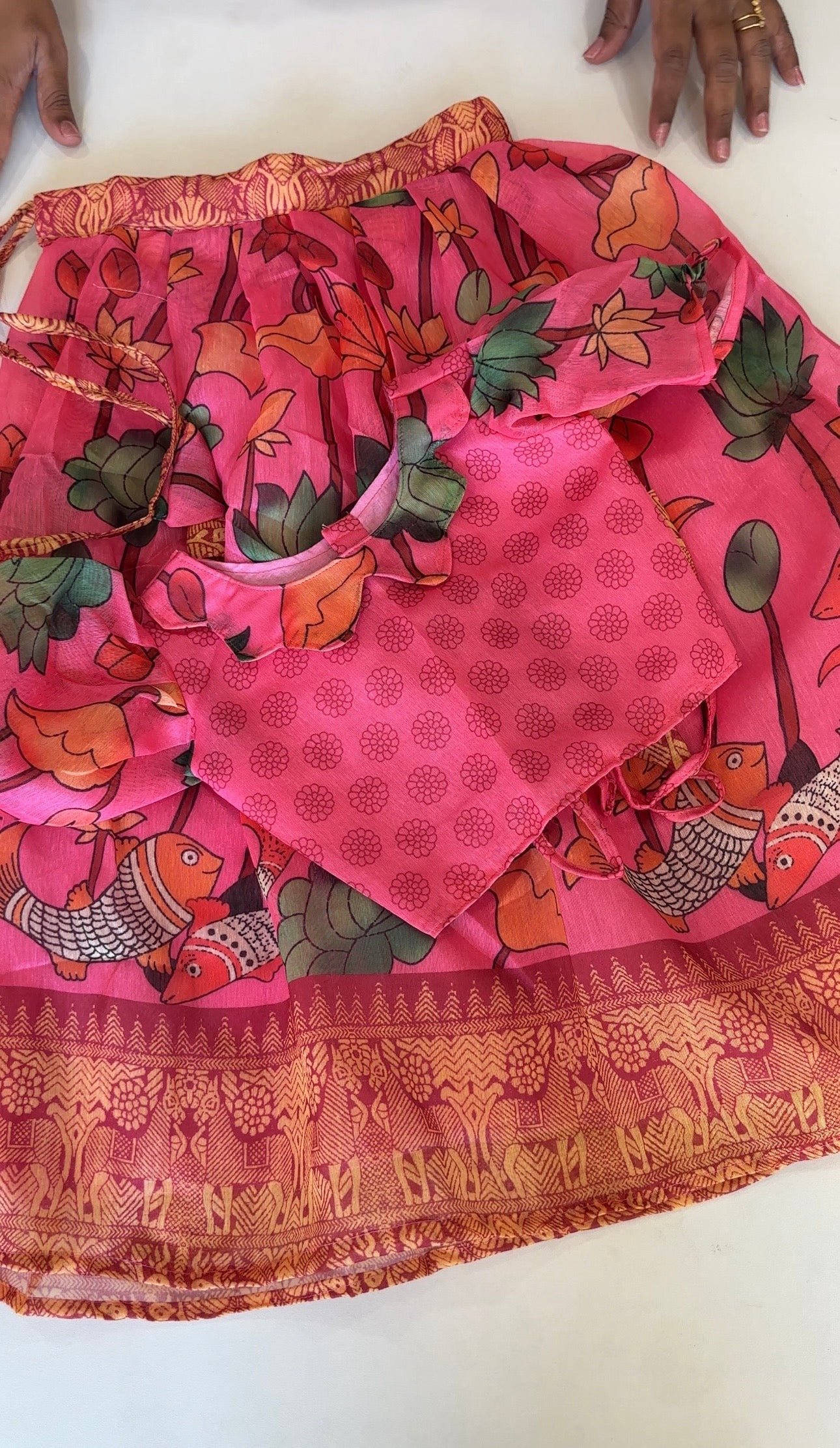 PenKalamkari Linen Kids Lehenga