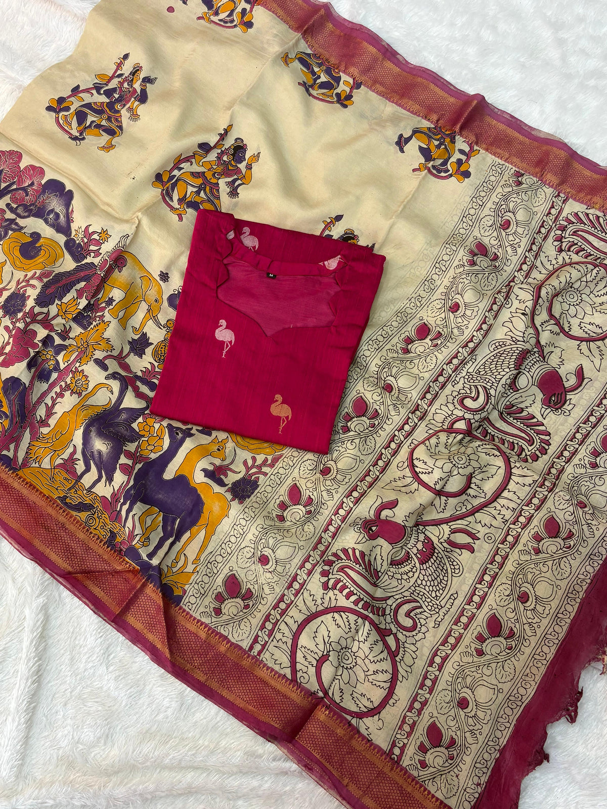Raw Silk Top Kalamkari Dupatta