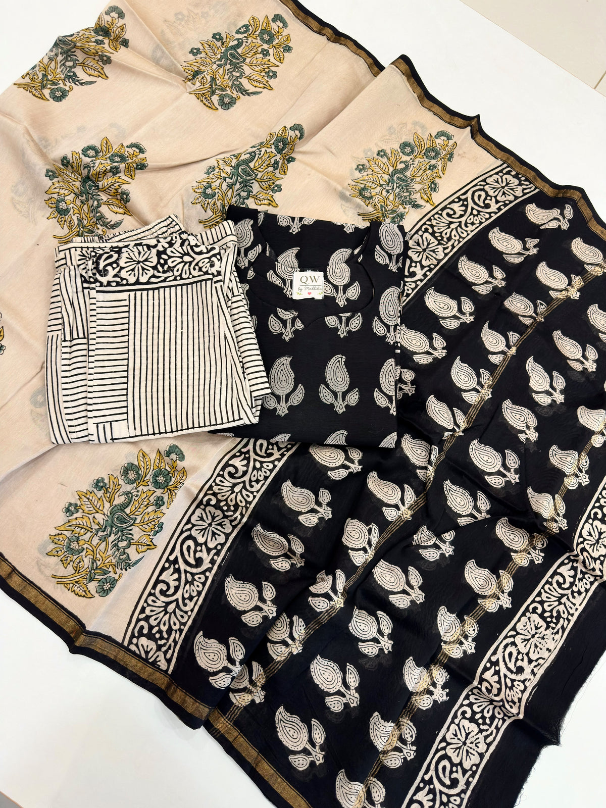 Pure Chanderi Bagru Kurti sets