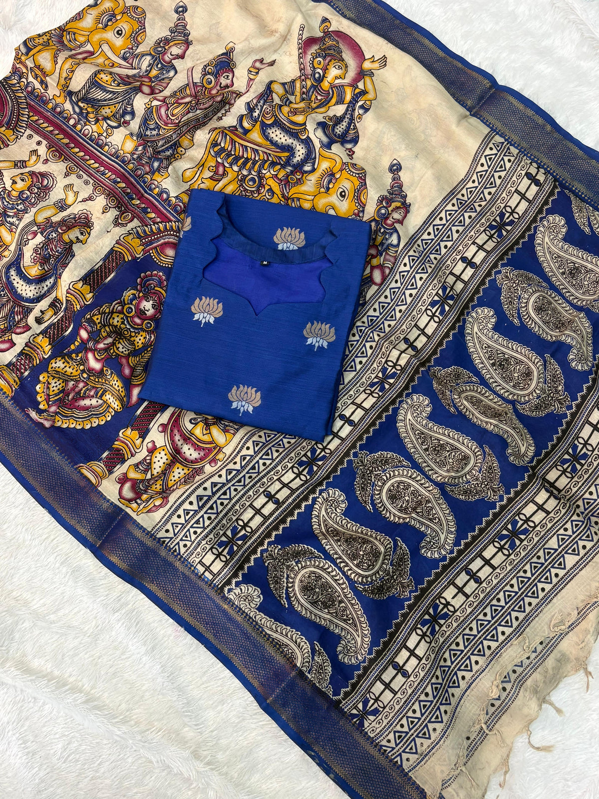 Raw Silk Top Kalamkari Dupatta