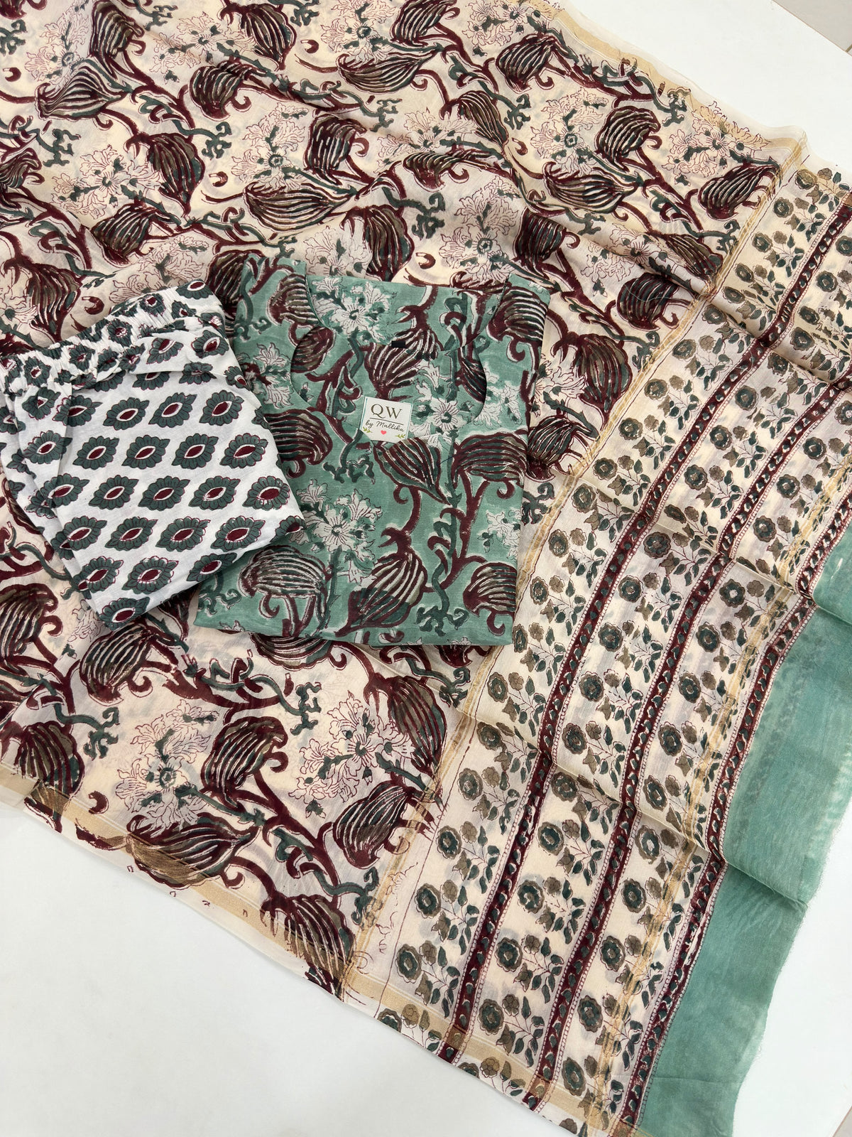 Pure Chanderi Bagru Kurti sets
