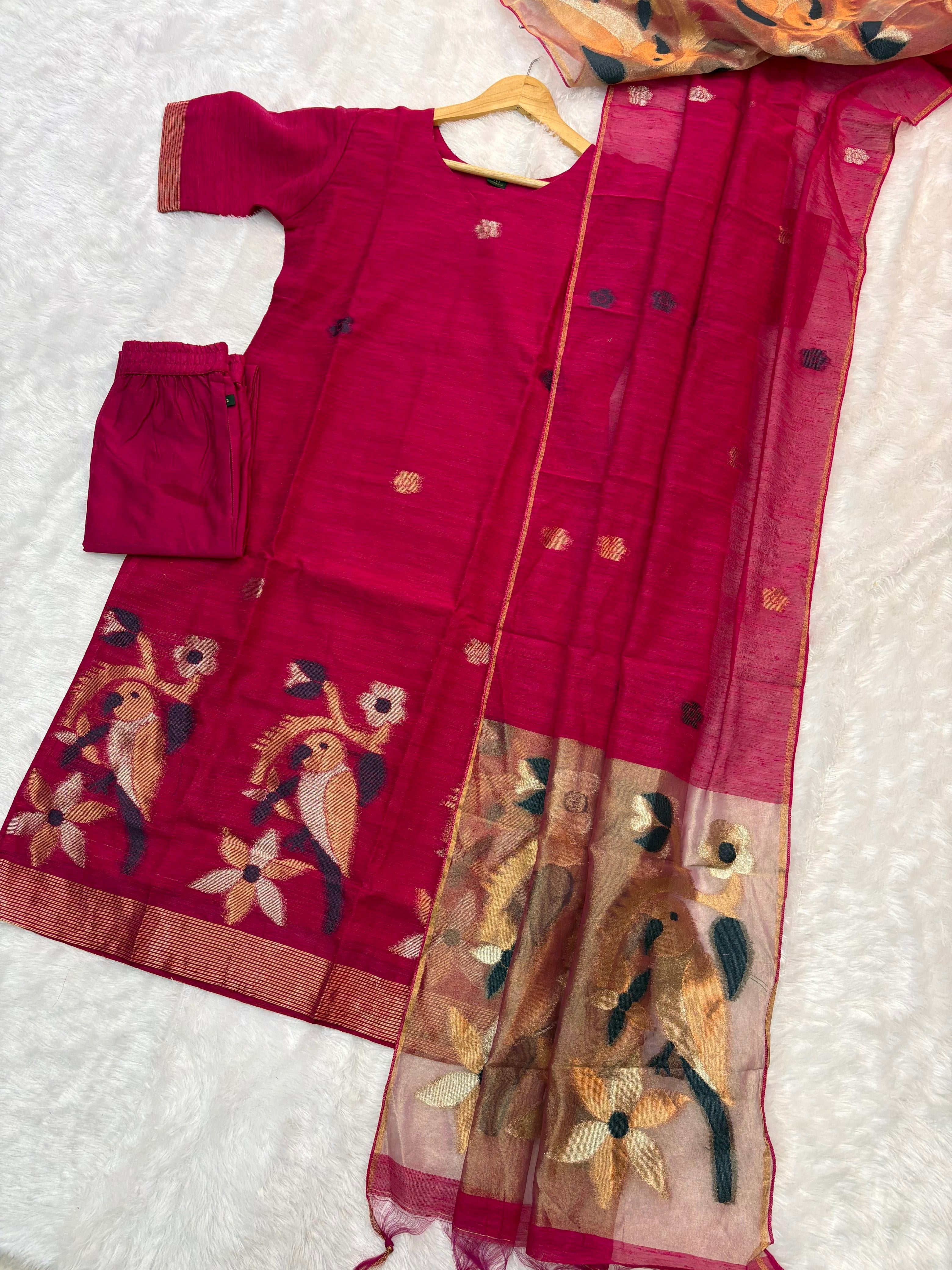 Khadi Jamdhani Kurti Sets