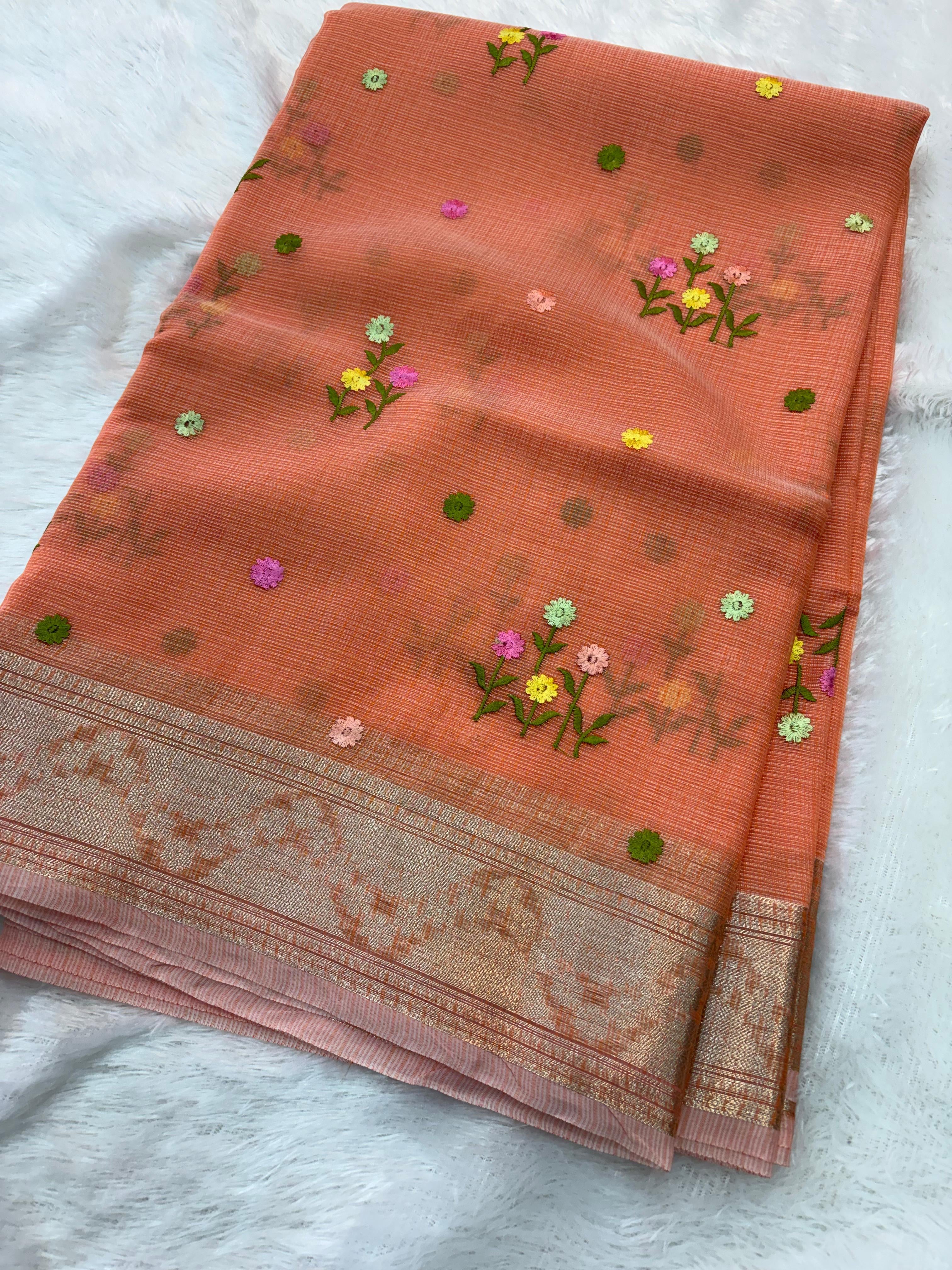 Peach Kota Embroidery
