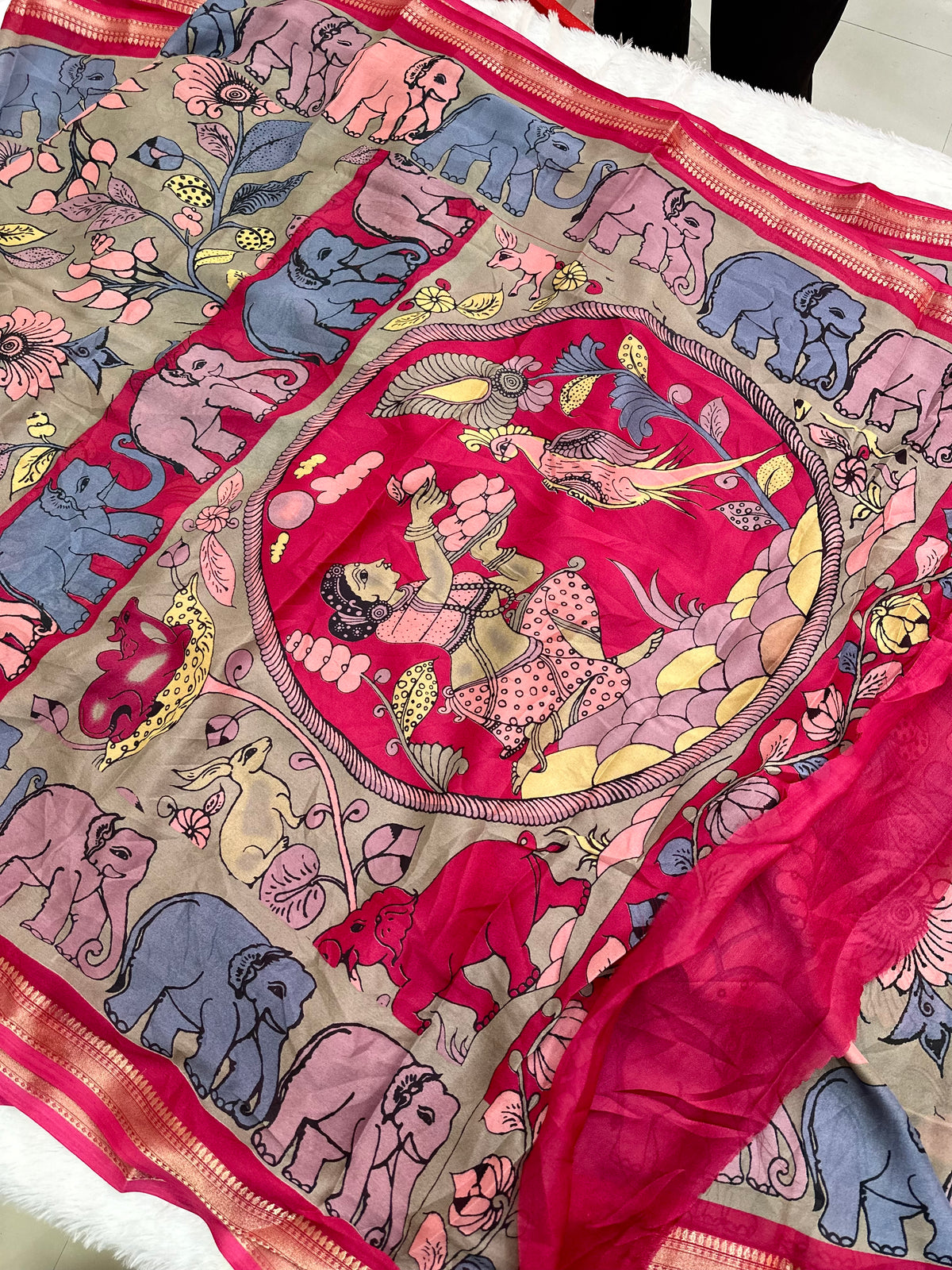 Sana ~ Earthy Grey PenKalamkari Print