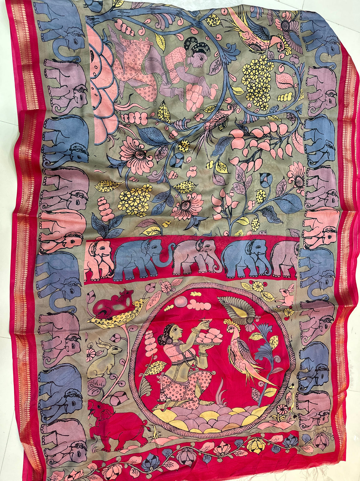 Sana ~ Earthy Grey PenKalamkari Print